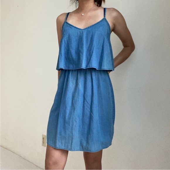 Old Navy Dresses & Skirts - Old navy Mini Dress Women Size XXL lightweight denim‎ layered spaghetti straps